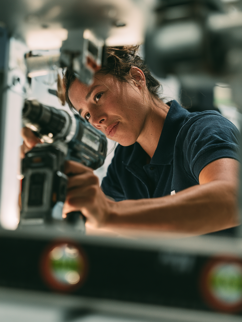 Technician using tools at work